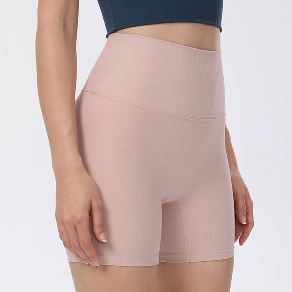 

high waist fitness workout shorts female rib fabric solid color anti-squat yoga training lady sports shorts butt lifting leggings velafeel, White;red