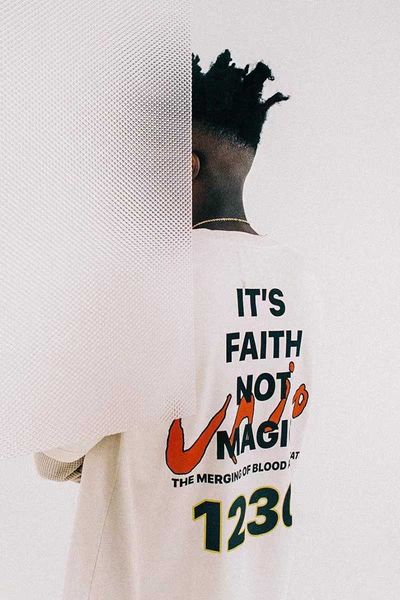 

co american brand rrr123 fashion branded high street fog portrait printing loose round neck short sleeve t-shirt men's and women's, White;black