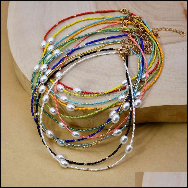 

pendant necklaces bohemian womens mticolor beads handmade for women boho fashion glass summer pearl choker ladies jewelry jewelshops dhbdo, Silver