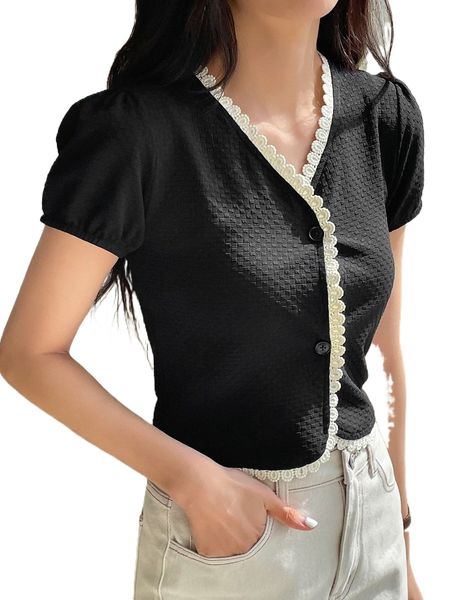 

dazy guipure l.ace trim p.uff s.leeve b.louse 94lf#, White