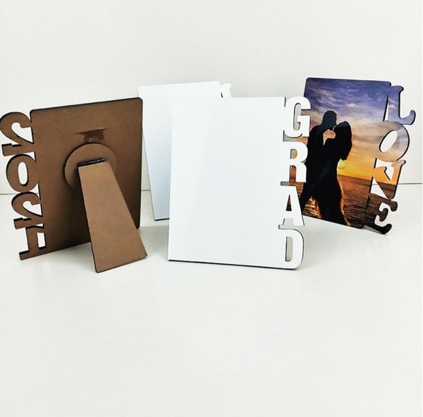 Sublimations-weißer Alphabet-Fotorahmen aus Holz, Wärmeübertragung, leere MDF-Fototafel, personalisierte Erinnerungsgeschenke für den Urlaub, B6