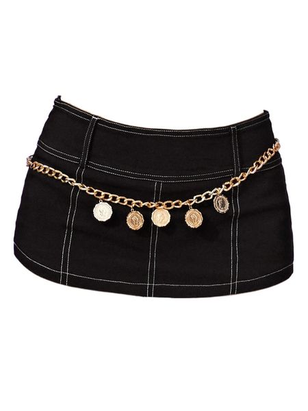 

solid titching skort without chain 11s7#, White;black