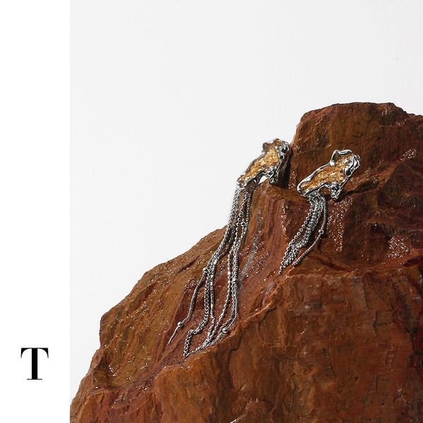 

earrings dangle & chandelier brass plated f white gold catwalk style exaggeration geometric rock tassel chain designer bangle women men coup, Silver