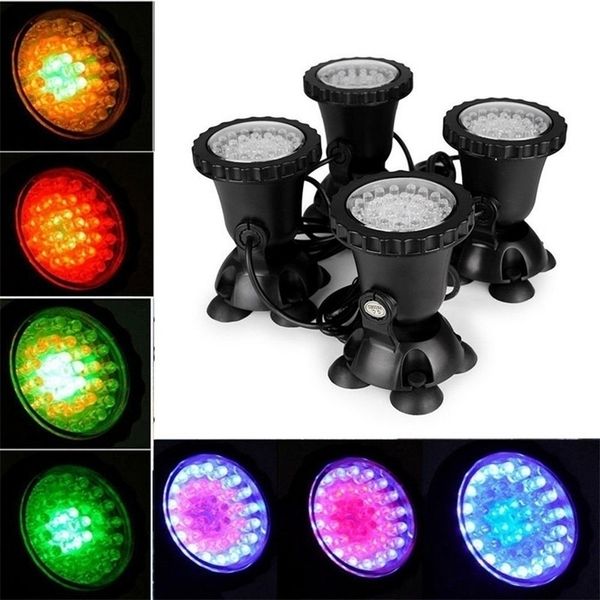 4 teile/satz IP68 RGB 36 LED Unterwasser Scheinwerfer Schwimmbad Licht Lampe für Brunnen Teich Wasser Garten rium Y200917