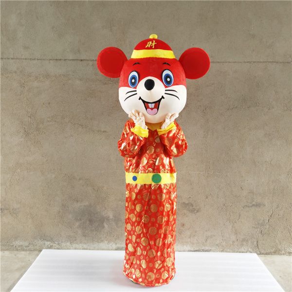 Chinesisches Neujahrs-Tierkreis-Maskottchen-Kostüm „Glücksmaus“ für Erwachsene, für Begrüßungsauftritt und Halloween-Partykleid