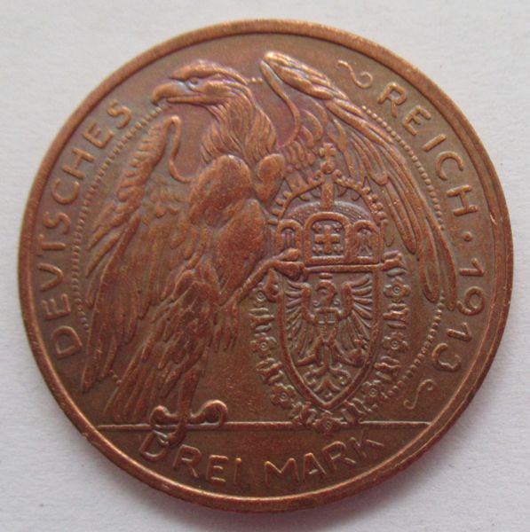 

german 3 marks 1913 replica copper coin commemorative coin high quality