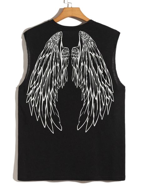 

men wing print tank j0xm#, White;black