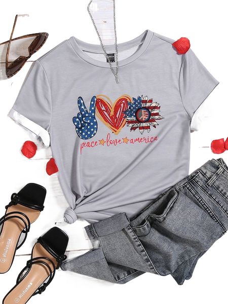 

plus letter & sunflower print tee p85a#, Black