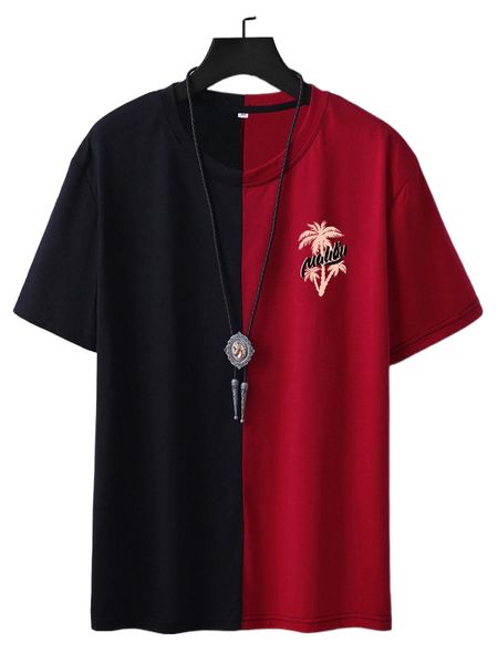 

guys colorblock & letter graphic tee 60ah#, White;black