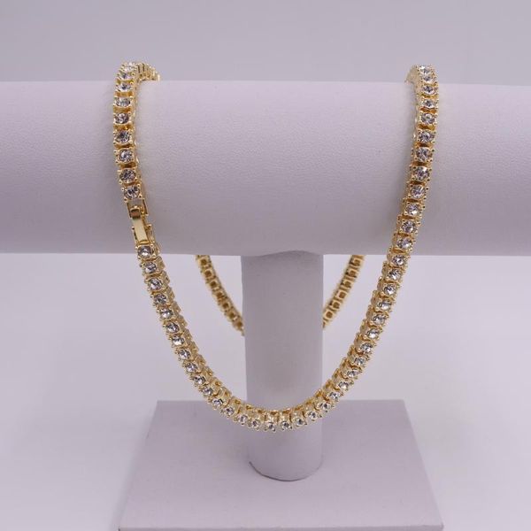 

chains hiphop 1 row tennis chain iced out mens necklace 5mm 4mm 3mm gold silver color crystal rhinestone bling jewelry cz