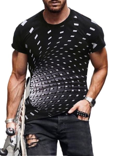 

men allover geo print tee l6pm#, White;black