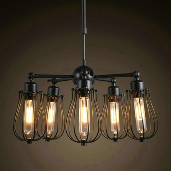 Lâmpadas pendentes Candelador de ferro preto Lustre Abajur American Country Style Industry Lamp e27 Edison Bulb Bar/Cafe LightingPenda