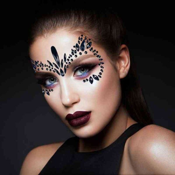 NXY Tatuaggio Temporaneo Festa di Carnevale Adesivo Fronte Super Brillante Fai Da Te Decorazione Del Viso Gemme Strass 1pc 0330