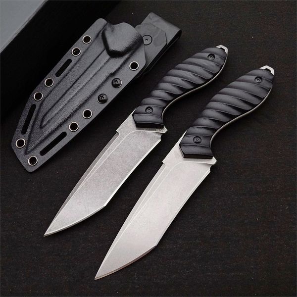 Speciale Aanbieding M2 Survival Rechte Mes VG10 Stone Wash Blade Volledige Tang Zwart G10 Handvat Vaste Messen Met Kydex