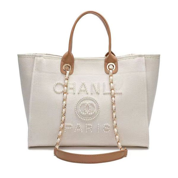 

luxury brand classic ch beach bags canvas pearl evening bag designer portable shopping large capacity handbag women handbags label backpack