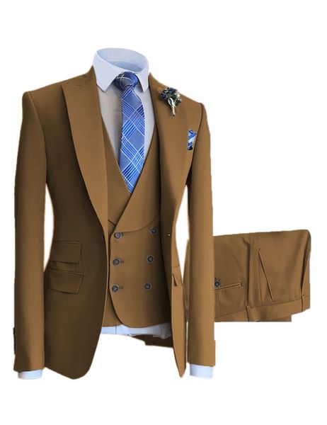 Echter 3-teiliger Herrenanzug, schmale Passform, Hochzeits-Smoking, Pekaed-Revers, Abschlussball, formelle Kleidung, Hochzeit, Trauzeugen, Blazer