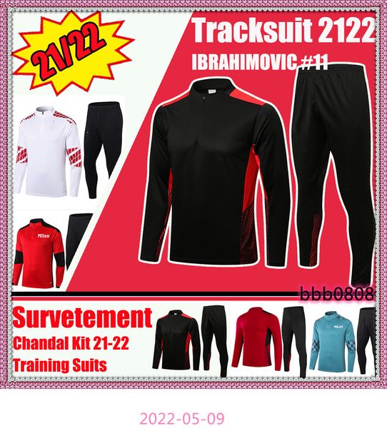 

2021 2022 ibrahimovic training suit piatek kaka soccer jacket survetement 21/22 maillot de foot long sleeve calhanoglu football tracksuit ch, Black