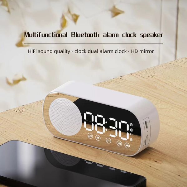 Altoparlanti portatili Bluetooth senza fili Orologio a specchio HD Sveglia Smart bass Card regalo desktop Mini stereo