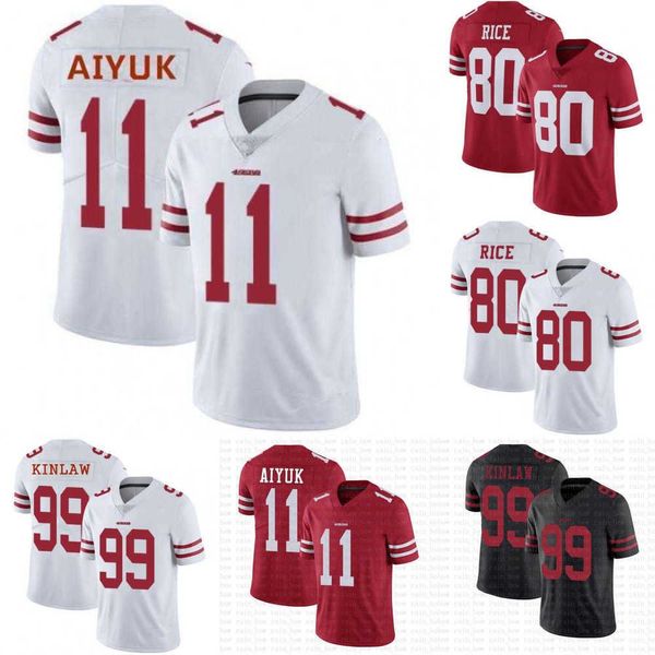 

football jerseys 75th men women youth san francisco''49ers''jersey 80 jerry rice 99 javon kinlaw 11 brandon aiyuk black, Black;red