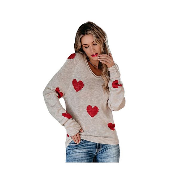 

sweater in stock item women winter fall cardigan cashmere v-neck oversized knit ladies coat plus size love heart printed sweater, White;black