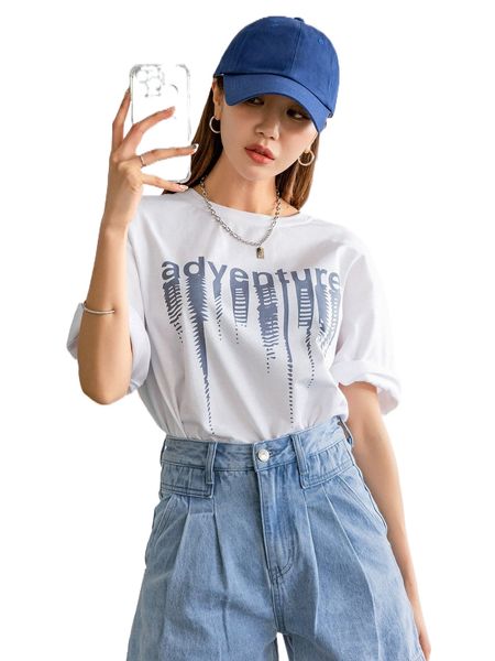 

dazy letter graphic oversized tee h47u#, White