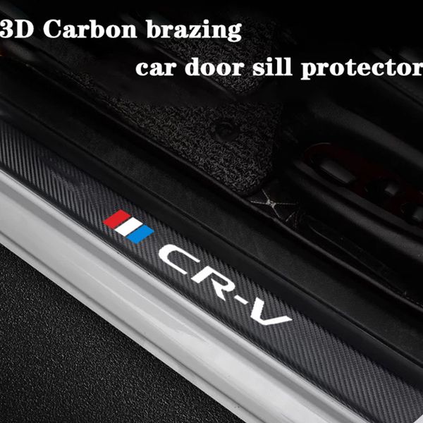 

4pcs car door sill leather stickers for honda crv cr-v 2019 2016 2020 2017 car door sill plate pedal cover trim car accessories
