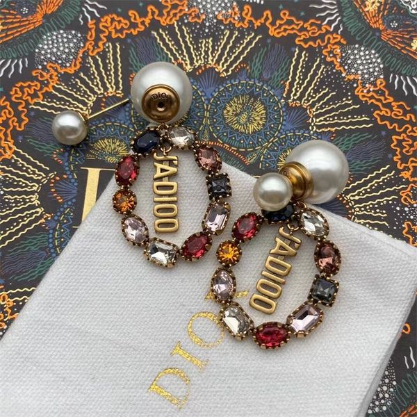 

jewelry online sale 80% off star color diamond letter pearl earrings female classic inlaid fashion earrings, Golden