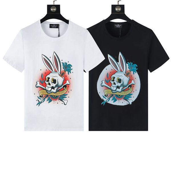 

fashion t shirt skull rabbit print casual tshirt men summer short sleeve cotton crew neck streetwear slim fit hip hop, White;black