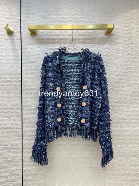 

women's jackets 21 early autumn women's clothing temperament celebrity style personality tassel wool yarn woven button cardigan ja, Black;brown