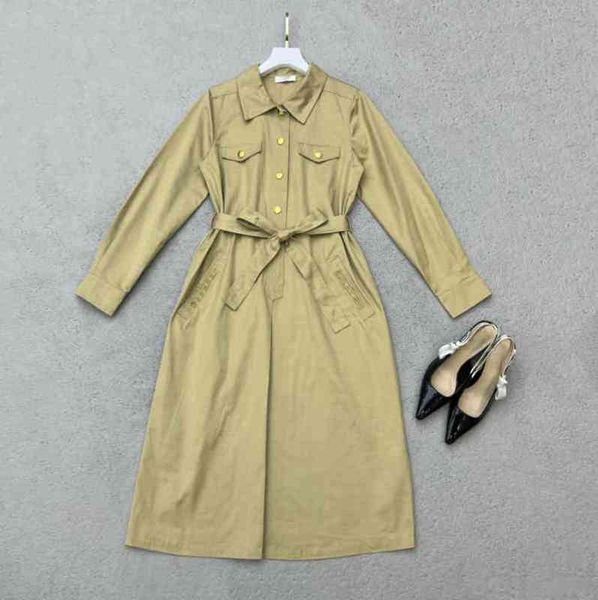 

womens designer dresses 22ss autumn and winter metal button embroidery pattern long-sleeved trench coat dress luxury dress for women clothin, Black;gray