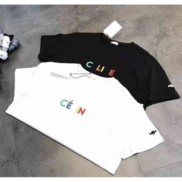 

66% off new summer fashion loose thin jelly color letter sleeve embroidery men's and women's short sleeves, White