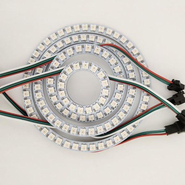 Tiras lâmpadas de pixel de anel WS2812b de tiras 16/24/35/45 LEDS PCB branco RGB Dream Color WS2812 IC IC DC5V DC5V LED Stripsled