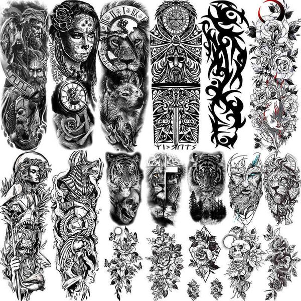 NXY Tatuagem Temporária Tatuagens De Arm Tatuagens De Braço Para Homens Mulheres Realista Falso Tatoos Guerreiro Leão Tigre Flower Tatô Totem Preto Totem Maori 0330