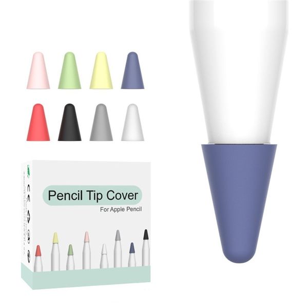 Custodia protettiva in silicone per penna con punta di ricambio Custodia per pennino in pelle per Apple Pencil 1a 2a stilo Custodia protettiva per touchscreen Suggerimenti per penne tattili 8 pezzi per ogni confezione