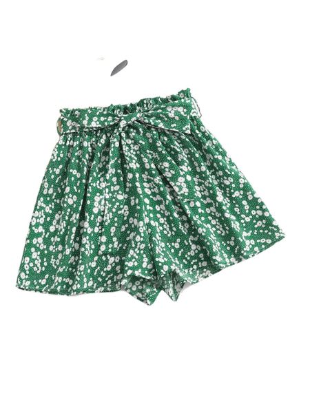 

ditsy floral paper bag waist belted shorts p91a#, White;black