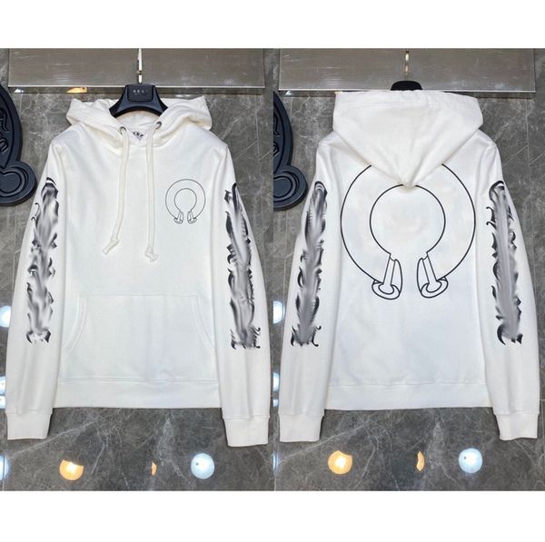 

mens fashion loose sweatshirts classic brand ch designer hoodie horseshoe sanskrit print luxury zipper jacket pullover hooded coat women sw, Black
