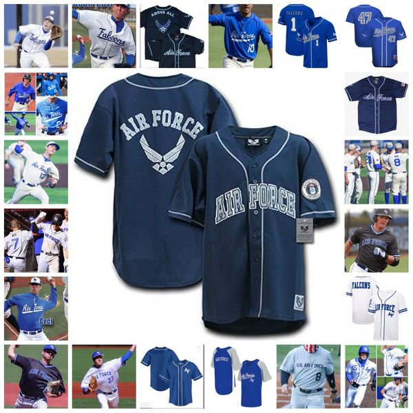

2022 ncaa custom stitched af falcons baseball jersey 24 perry burkett 25 zach argo 26 sawyer hawks 28 stevan fairburn jr. 27 dylan rogers 29, Black