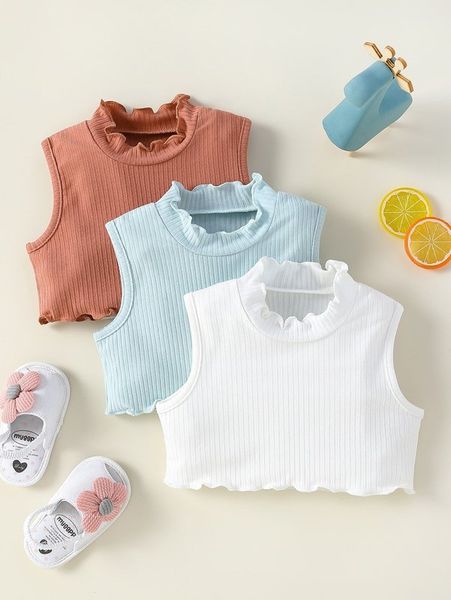 

baby 3pcs lettuce trim tank she, Blue