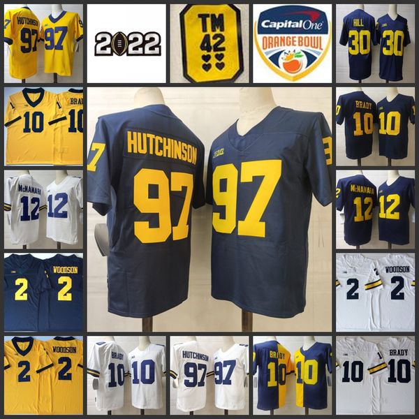

michigan wolverines football jersey 2 charles woodson 97 aidan hutchinson jerseys 3 rashan gary 4 jim harbaugh 5 jabrill peppers 5 mike sain, Black