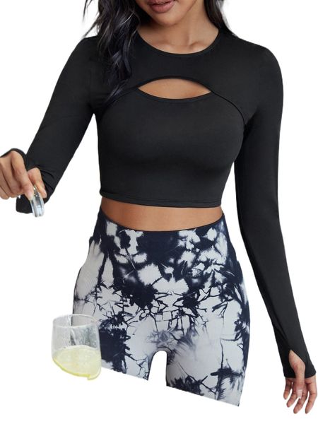 

cut out crop sports tee a2fd#, Gray
