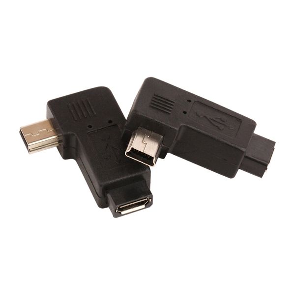 Mini USB A Tip A Erkek - Mikro USB B Kadın Konnektörü 90 Derece Sağ/Sol Açılı Adaptör