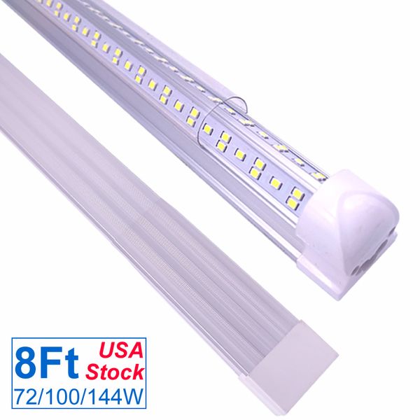 

8ft led shop lights ,8 feet t8 tube cooler door er lighting fixture ,4 6 row 144w 15000 lm ,v shape fluorescent tubes lights clear cover,lin