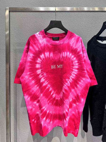 

balencaigass men's t-shirts 2022 spring and summer new exclusive love gradient tie dye printing loose short sleeve t-shirt wo fashion, White;black