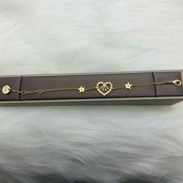 

d family necklace new letter diamond inlaid heart-shaped neck chain bracelet women's temperament trend jewelry2022 brand luxury fashion, Silver