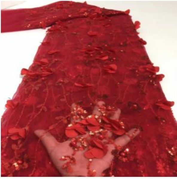 

clothing apparel african fabric 3d flower applique beads sequins french mesh lace for wedding j3dow, Black;white