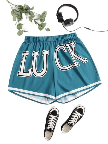 

plus letter graphic contrast binding shorts w0k7#, Black