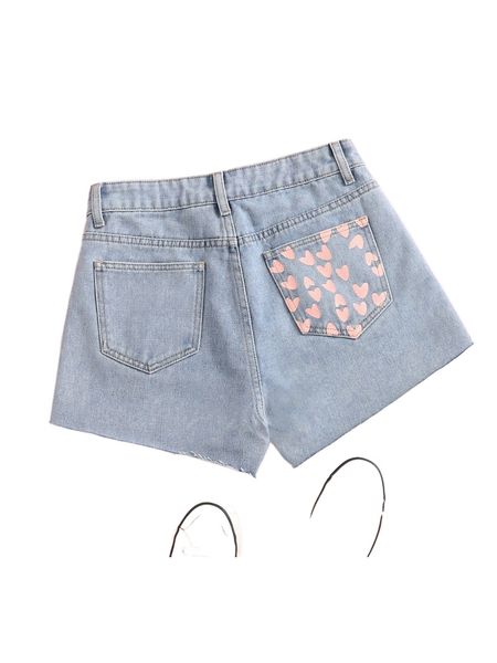 

heart print denim shorts b5gq#, White;black