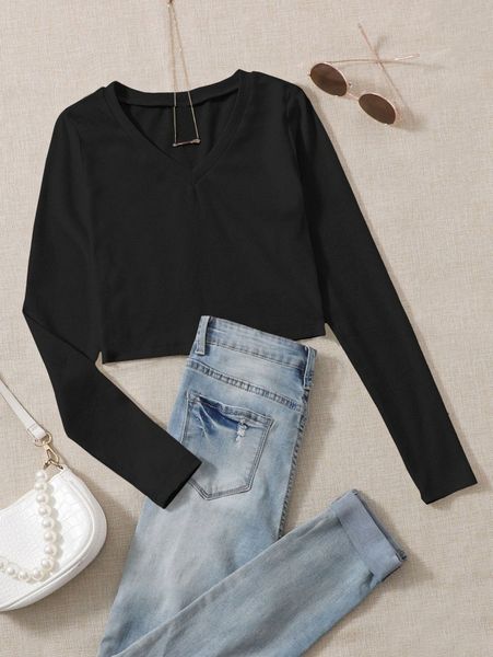 

solid ribbed knit tee p9ok#, White