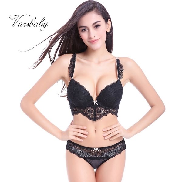 

varsbaby new lace underwear ladies deep v hollow bra set y200115, Red;black