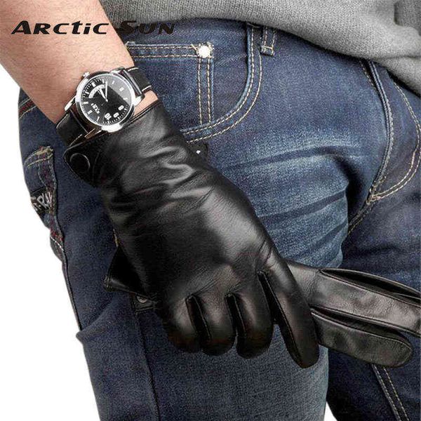 Mode Männer Echte Schaffell Handschuhe Handgelenk Solide Winter Lammfell Echtes Leder Für Männliche Warme Fahren Handschuh M001NC T220815